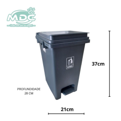 LIXEIRA 15L CINZA C/ PEDAL A37L21C28CM - NOBRE