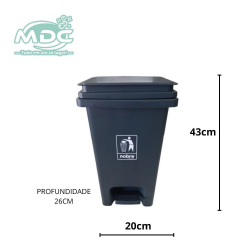 LIXEIRA 20L CINZA C/ PEDAL ALCCM - NOBRE