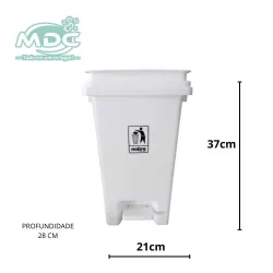 LIXEIRA 15L BRANCA C/ PEDAL  A37L21C28CM - NOBRE